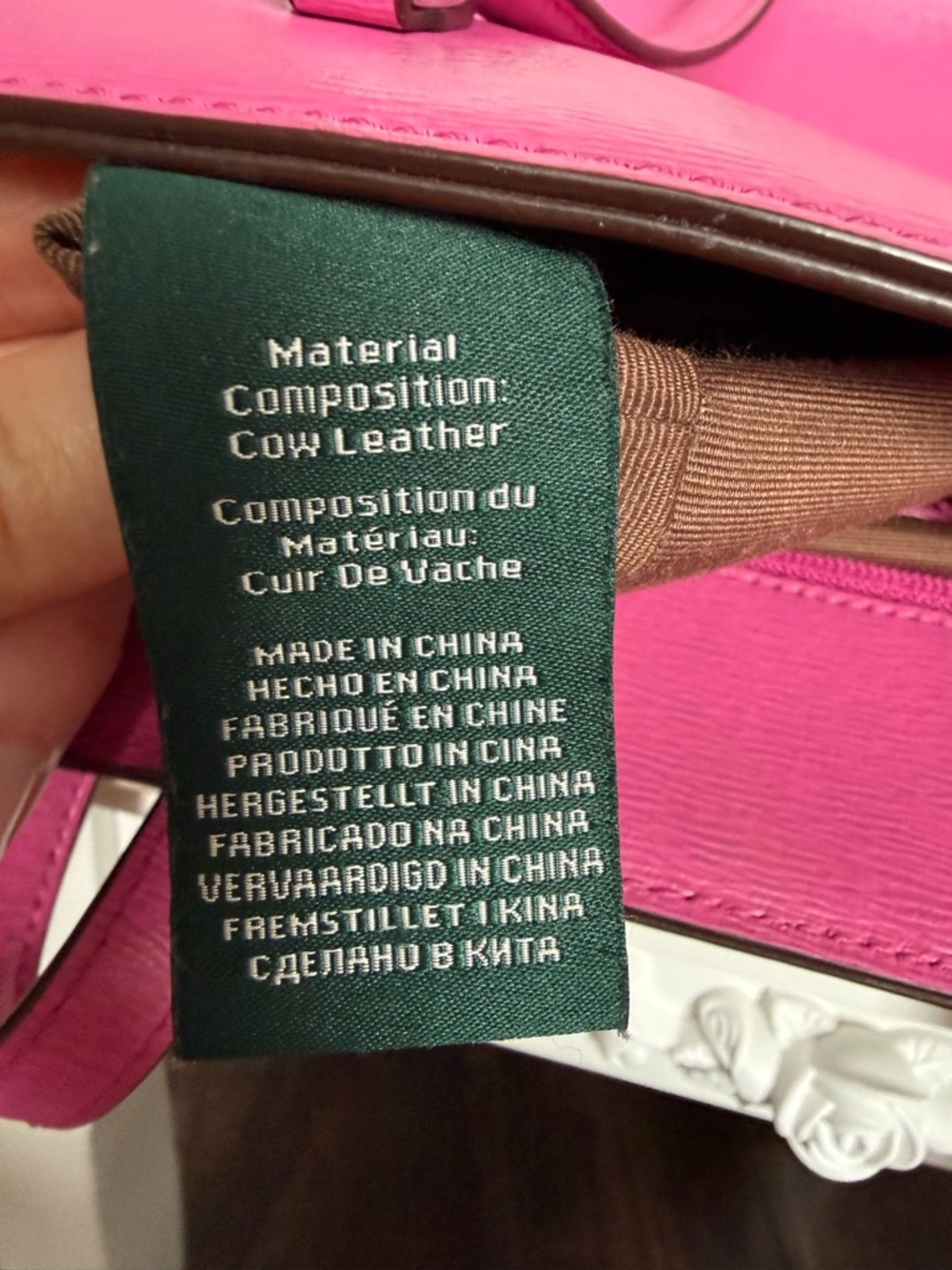 Lauren Ralph Lauren Pink Leather Tote Work Bag Barbiecore Large - Picture 8 of 11